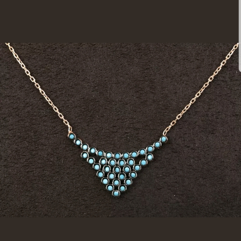 Turquoise triangle throat chakra gold necklace